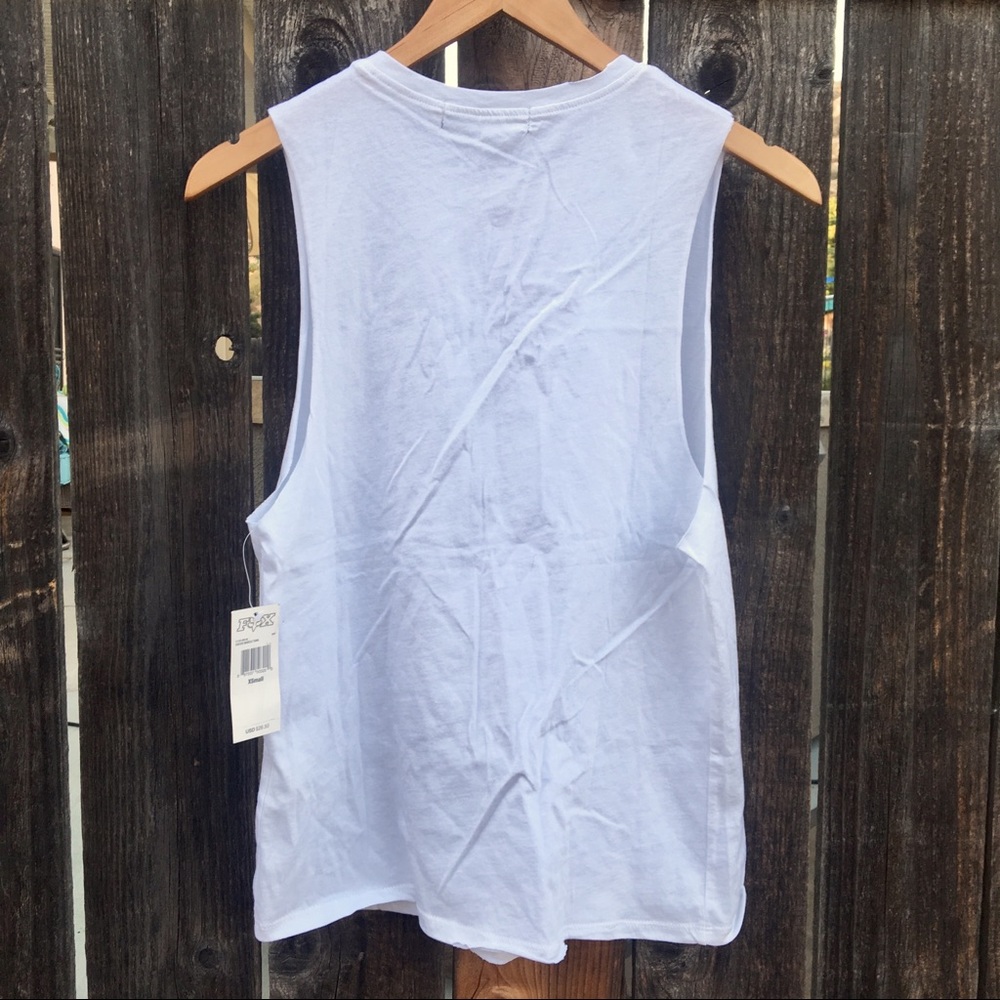***SOLD*** Fox White Cut Off Graphic Tank Top - Picture 3 of 4